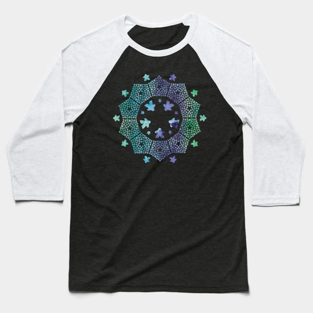 Meeple Mandala Baseball T-Shirt by east coast meeple